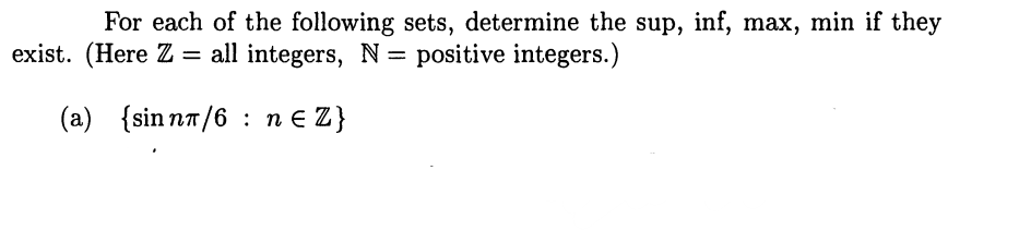 Solved For Each Of The Following Sets Determine The Sup