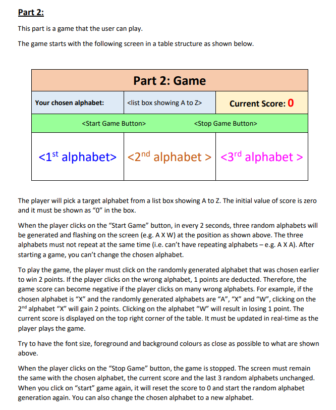 Solved Part 2: This part is a game that the user can play.