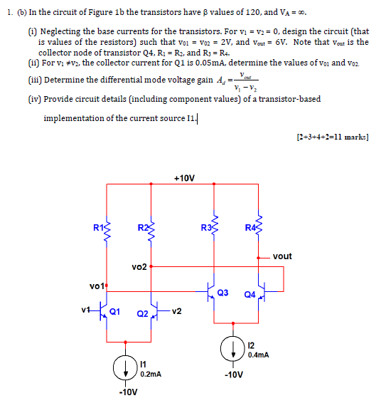 Solved 1. (b) In the circuit of Figure 1b the transistors | Chegg.com