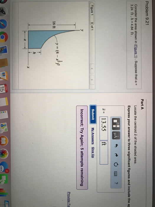 Solved Problem 9 21 Part A Consider The Area Shown In Chegg