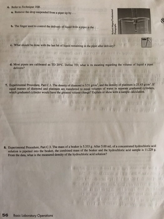 Question & Answer Remove the drop suspended from a pipet tip by b