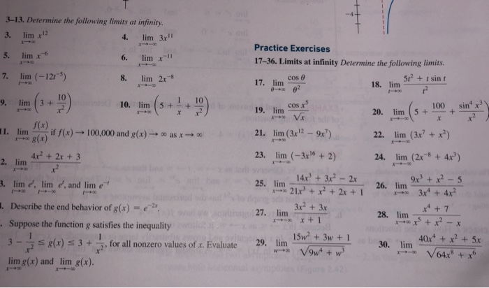 Solved 3 13 Determine The Following Limits At Infinity 3