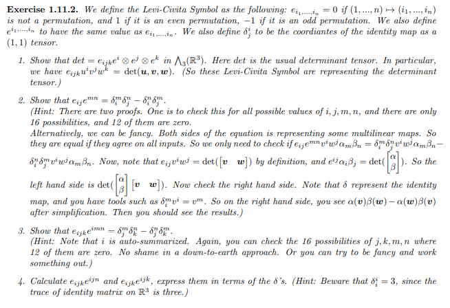 Exercise 1.11.2. We Define The Levi-Civita Symbol As | Chegg.com