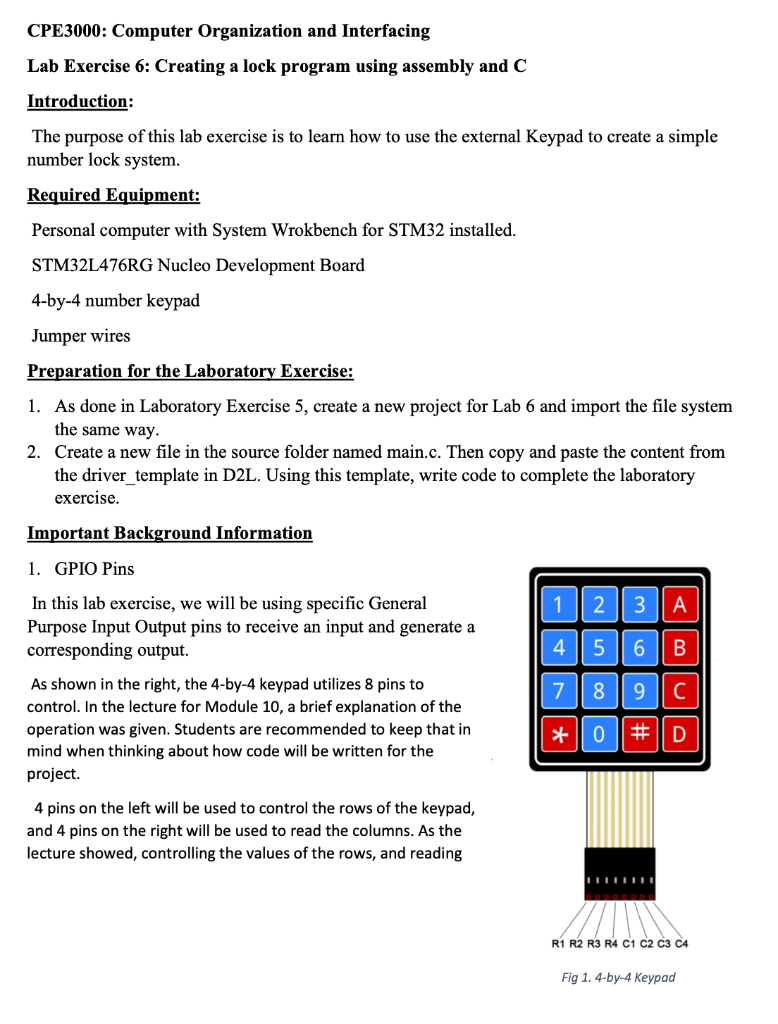 CPE3000 Computer Organization and Interfacing Lab
