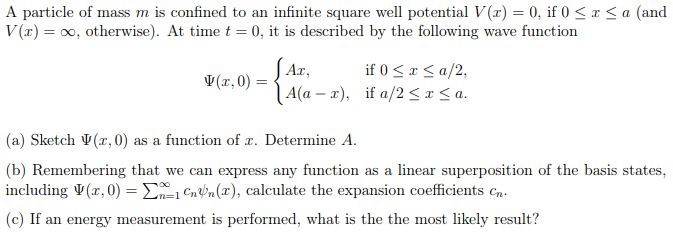 Solved A particle of mass m is confined to an infinite | Chegg.com