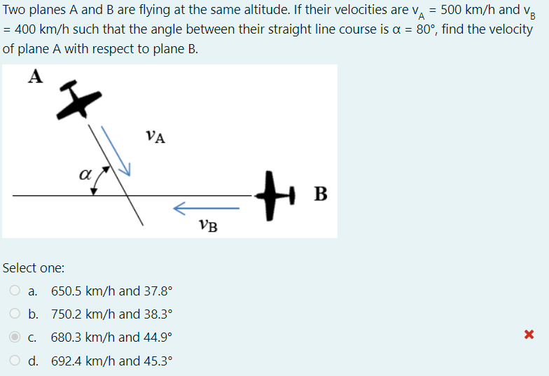 Solved Two Planes A And B Are Flying At The Same Altitude. | Chegg.com