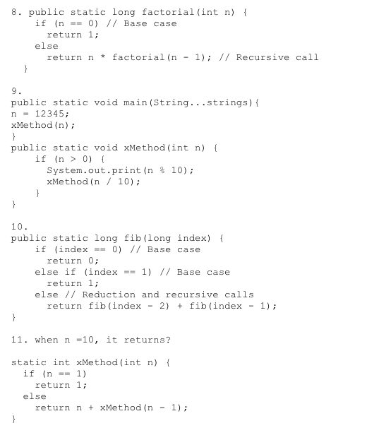 Solved 8. public static long factorial (int n) { if (n = 0) | Chegg.com