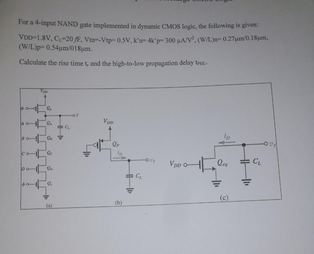 For a 4-input NAND gate implemented in dynamic CMOS | Chegg.com