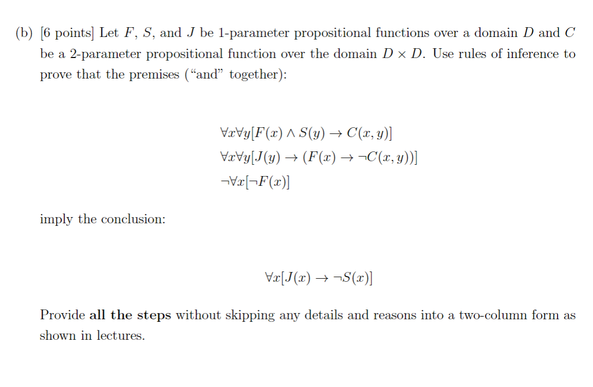 Solved B 6 Points Let F S And J Be 1 Parameter Prop Chegg Com