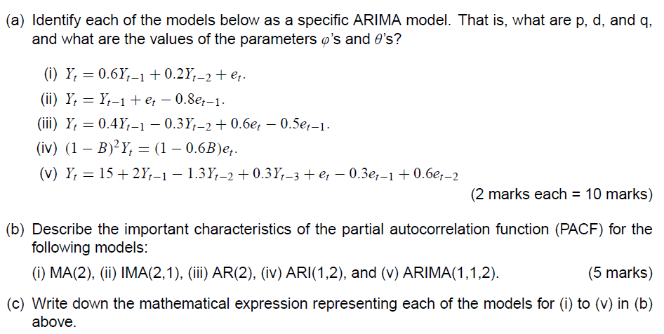Solved (a) Identify each of the models below as a specific | Chegg.com