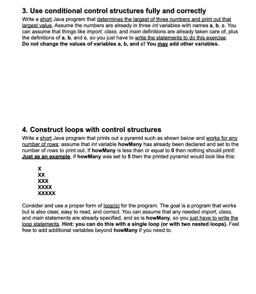 Solved 3. Use conditional control structures fully and | Chegg.com