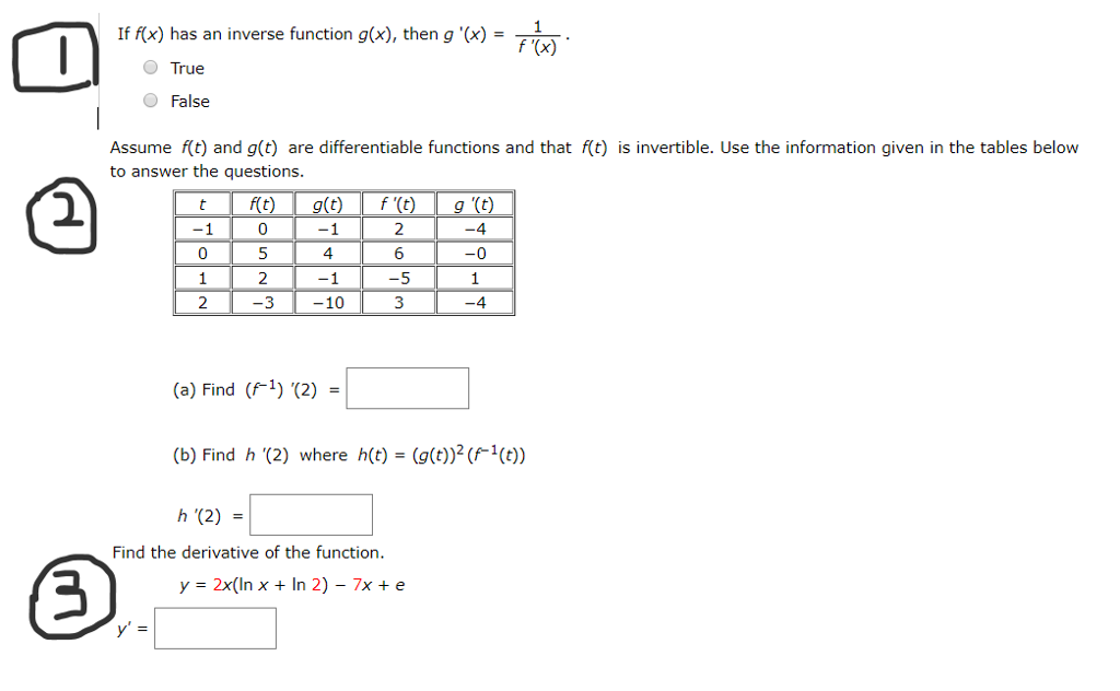 Solved If F X Has An Inverse Function G X Then G X F