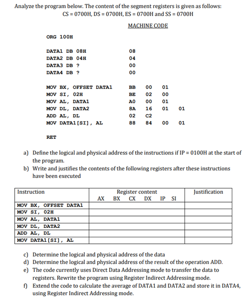Solved Analyze the program below. The content of the segment | Chegg.com