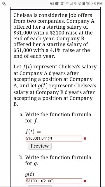 Solved Chelsea Is Considering Job Offers From Two Companies. | Chegg.com