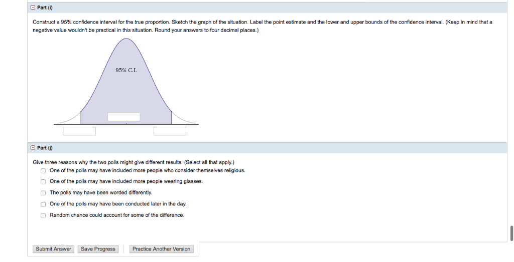 Solved D Part (i) Construct a 95% confidence interval | Chegg.com