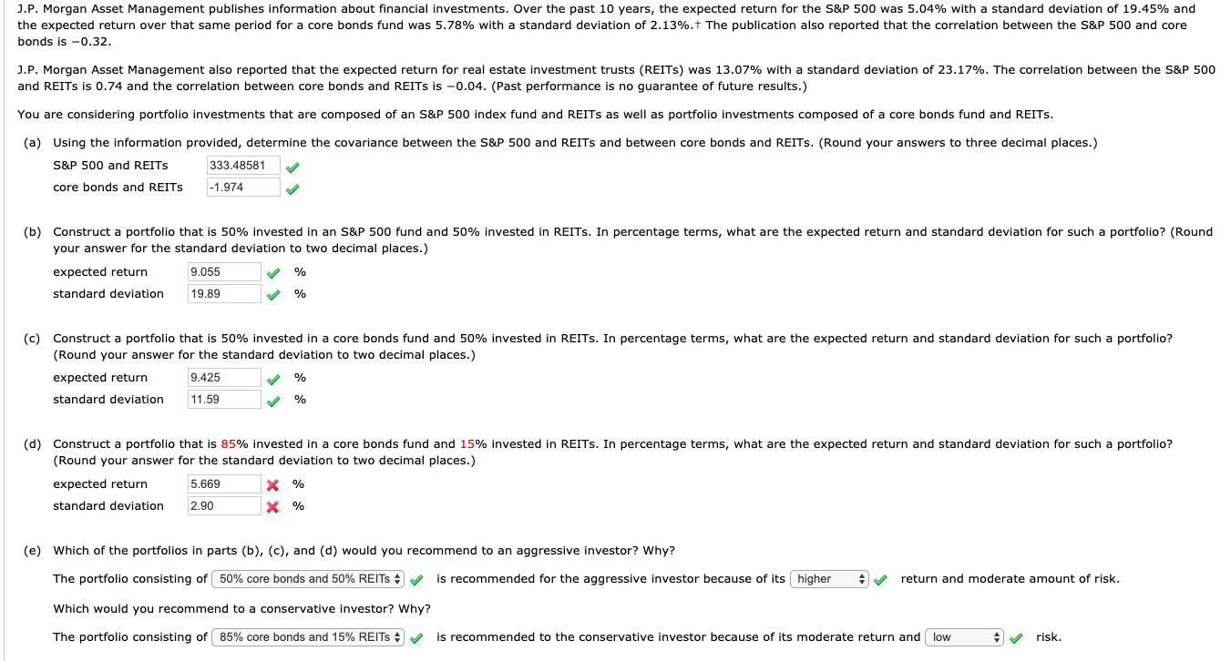 Solved J.P. Morgan Asset Management Publishes Information | Chegg.com