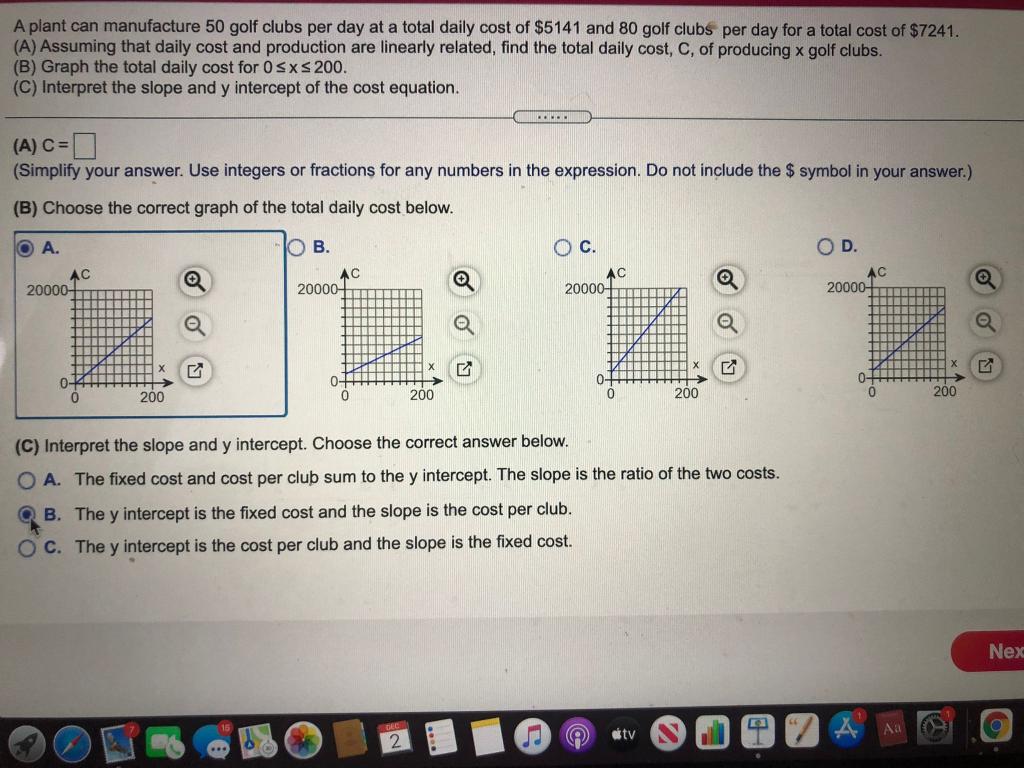 Solved A plant can manufacture 50 golf clubs per day at a