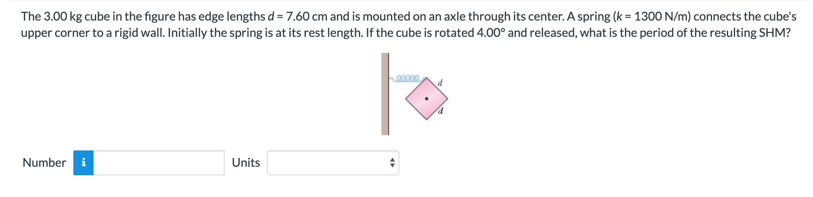 Solved The 3.00 kg cube in the figure has edge lengths d =