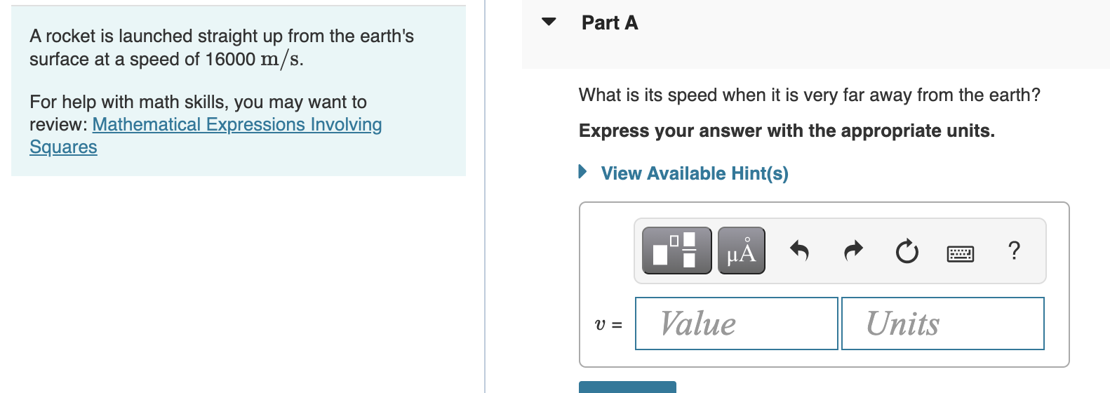 Solved Part A A rocket is launched straight up from the | Chegg.com