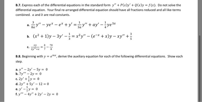 Solved B.7. Express each of the differential equations in | Chegg.com