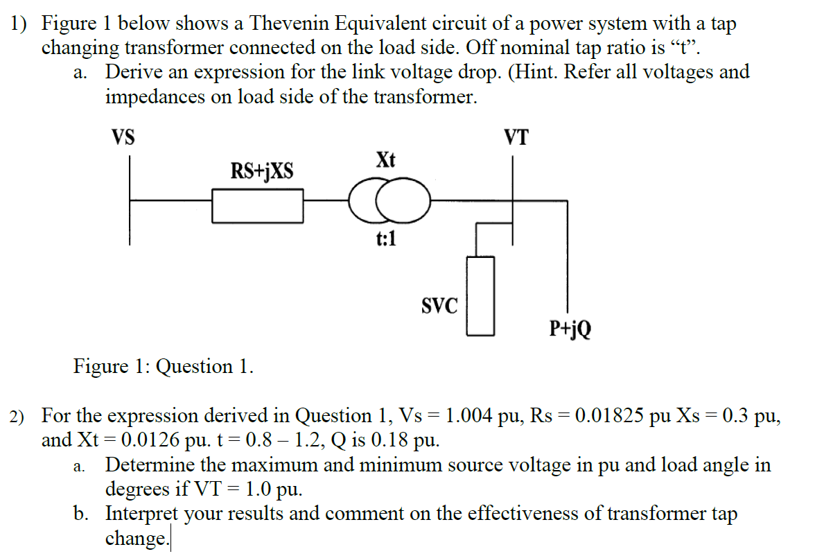 Solved 1) Figure 1 below shows a Thevenin Equivalent circuit | Chegg.com