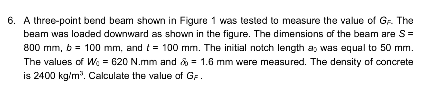 Solved A three-point bend beam shown in Figure 1 ﻿was tested | Chegg.com