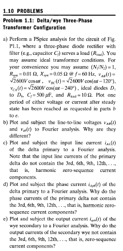 Solved FIGURE P1.1 Connection of a delta/wye three-phase | Chegg.com