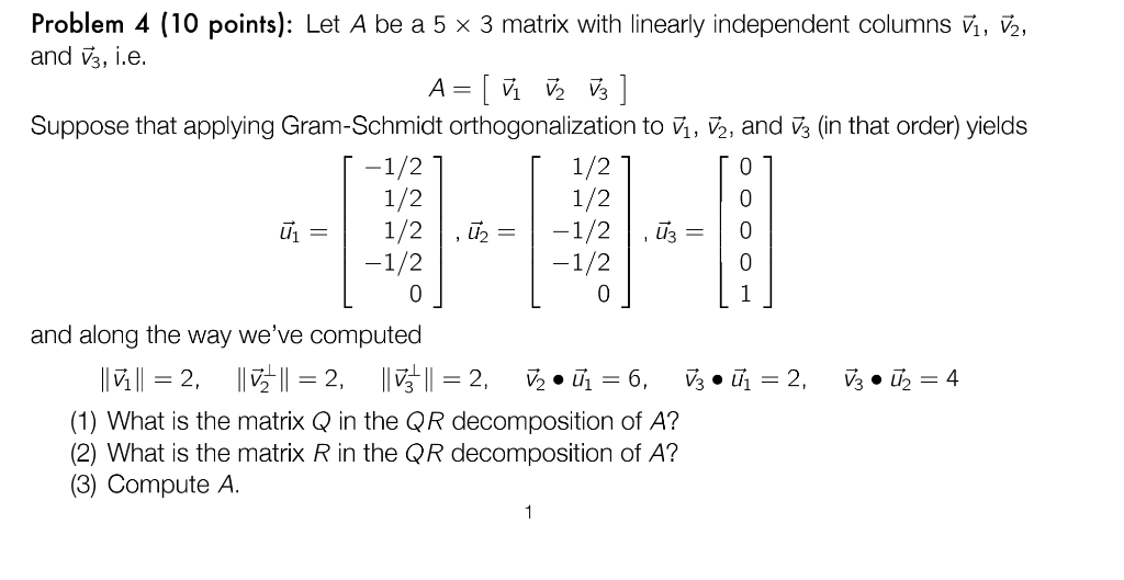 Solved Problem 4 10 Points Let A Be A 5 X 3 Matrix With 5942