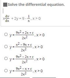 Solved Solve the differential equation. dy dx +2y=9x>0 X>0 | Chegg.com