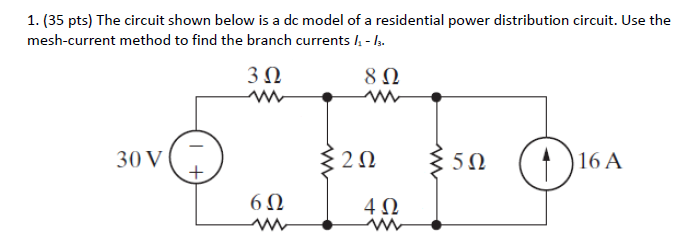 Solved 1. (35 pts) The circuit shown below is a dc model of | Chegg.com