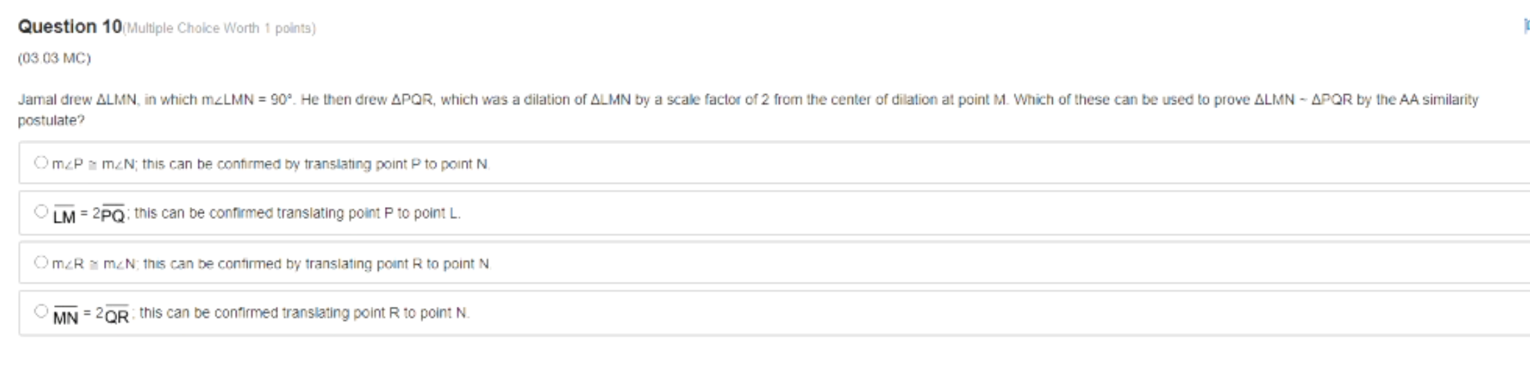 Solved Question 5 Multiple Choice Worth 1 points) (03 03 LC) | Chegg.com