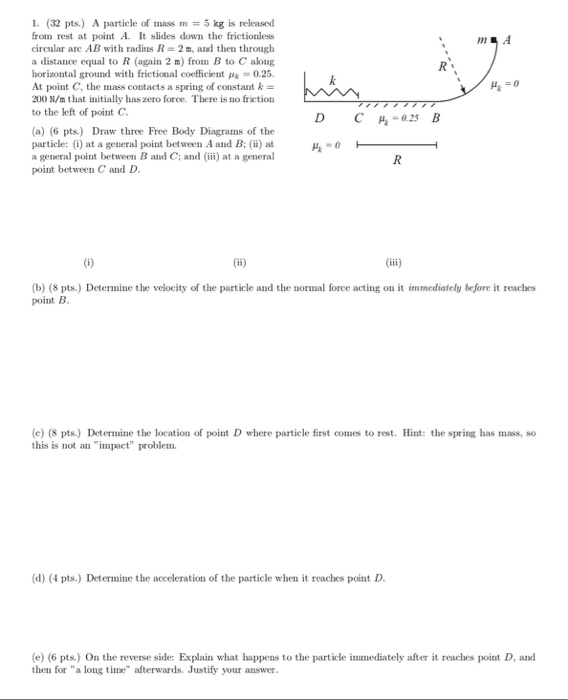 Solved 1. A particle of mass m=5kg is released from rest at | Chegg.com