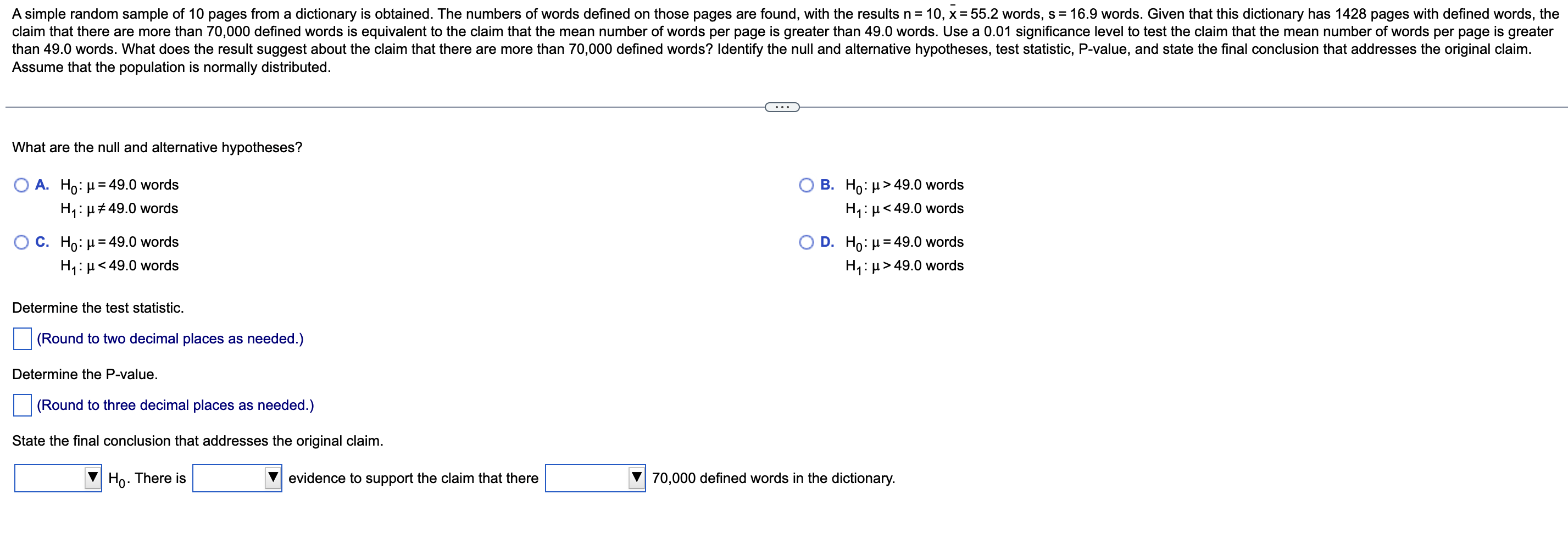 solved-a-simple-random-sample-of-10-pages-from-a-dictionary-chegg