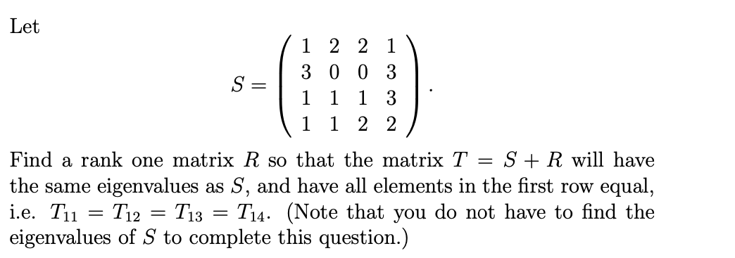 Solved Let S 1 2 2 1 3 0 0 3 1 1 1 3 1 1 2 2 Find a rank Chegg