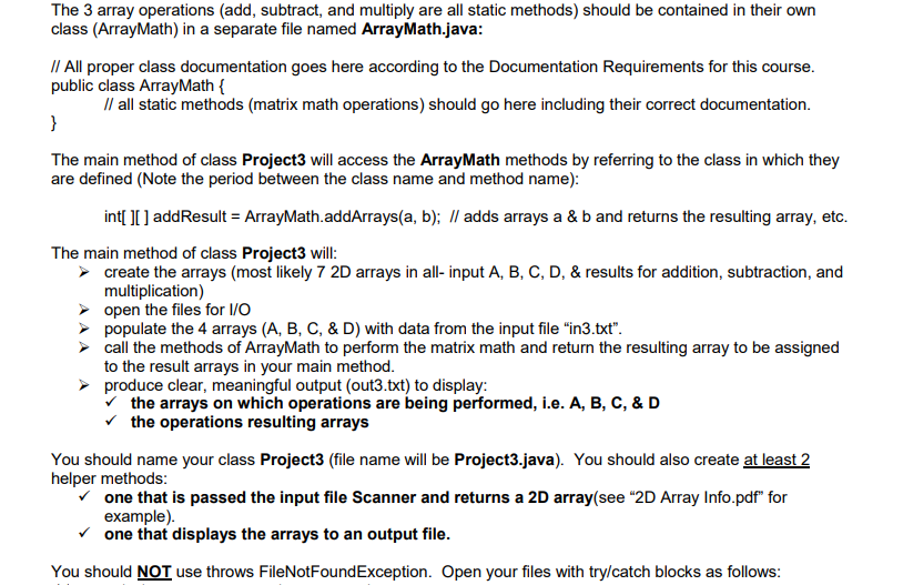 java projects using arrays