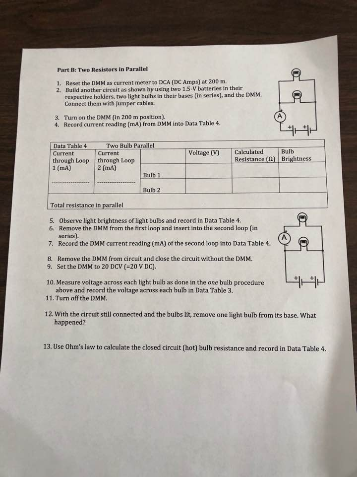 Solved Part B: Two Resistors in Parallel 1. Reset the DMM as | Chegg.com