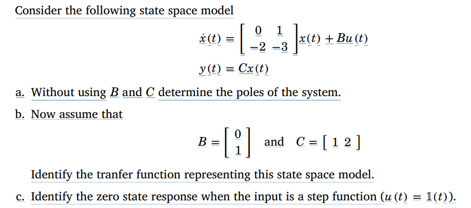 Solved Consider The Following State Space Model | Chegg.com