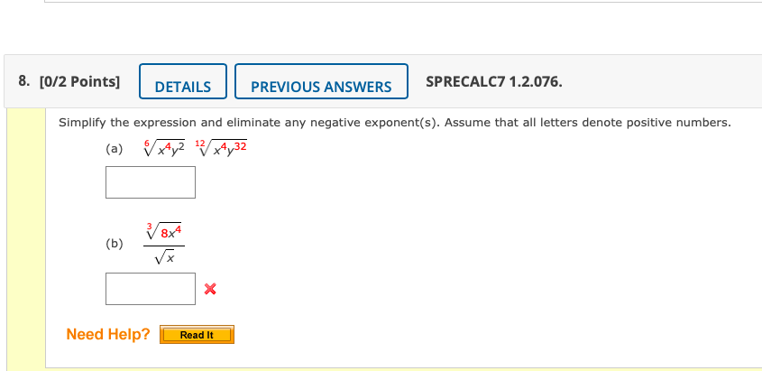 Solved 6 [0 2 Points Details Previous Answers Sprecalc7