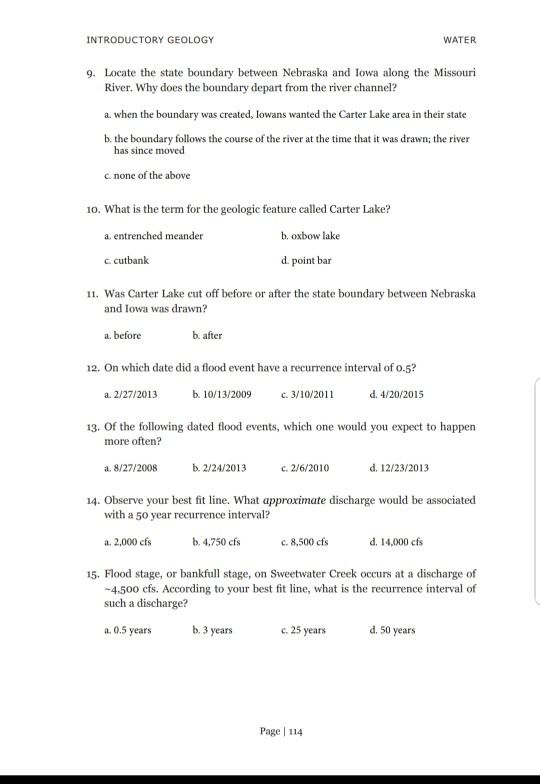 Solved INTRODUCTORY GEOLOGY WATER 5.11 STUDENT RESPONSES 1. | Chegg.com