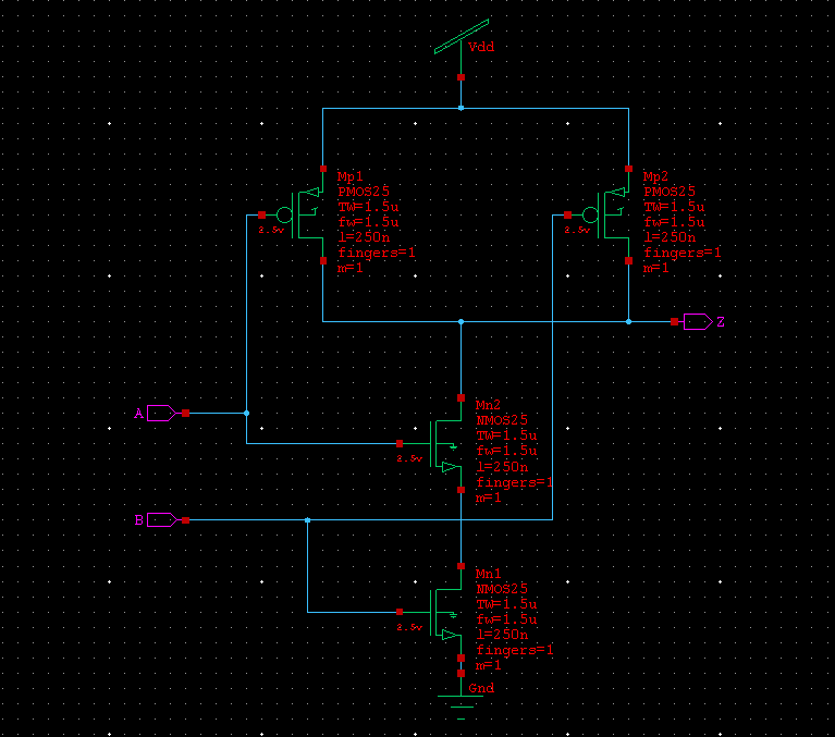 Solved using s-edit to create a 2 input NAND gate cmos then | Chegg.com