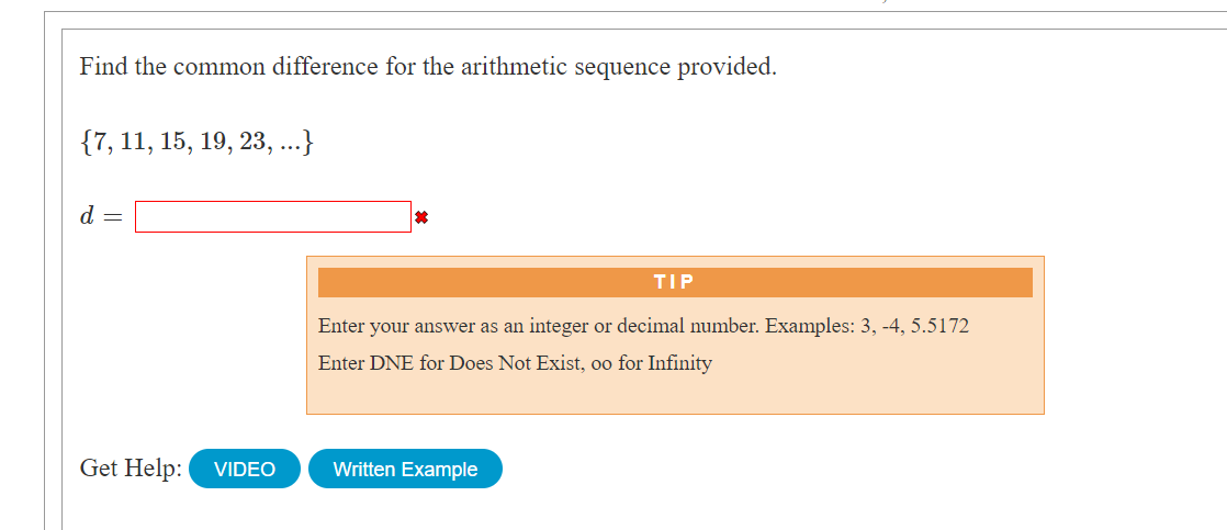 Solved Find the common difference for the arithmetic | Chegg.com