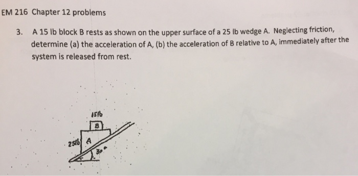 Solved EM 216 Chapter 12 Problems 3. A 15 Lb Block B Rests | Chegg.com