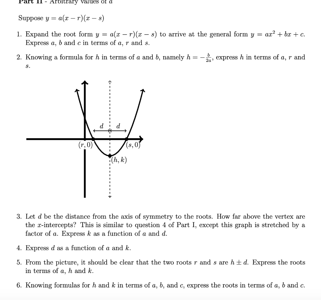 Solved Part Ii Arbitrary Values Of A Suppose Y A X Chegg Com