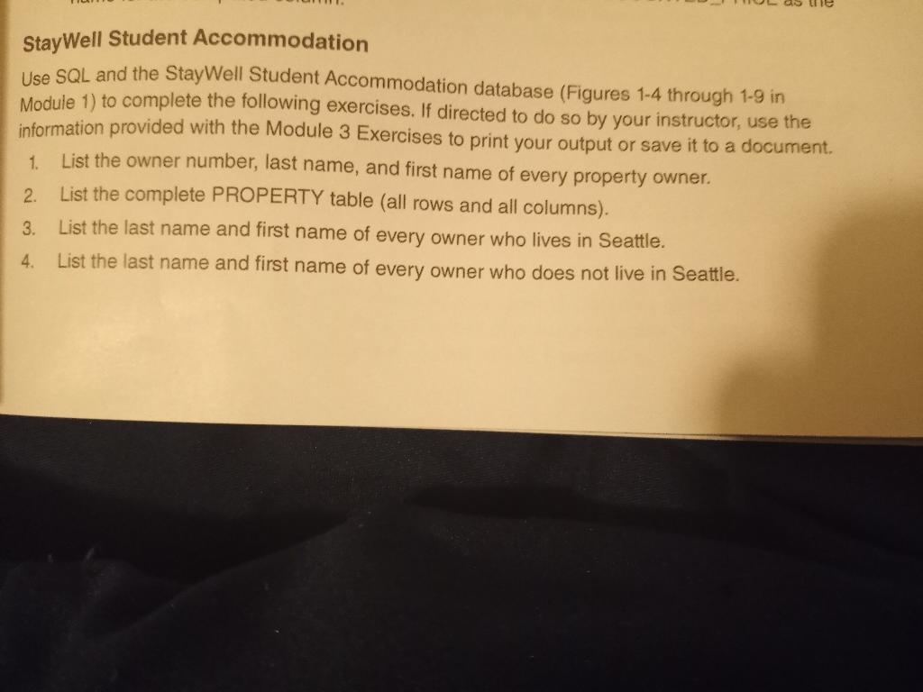 Solved StayWell Student Use SQL and the