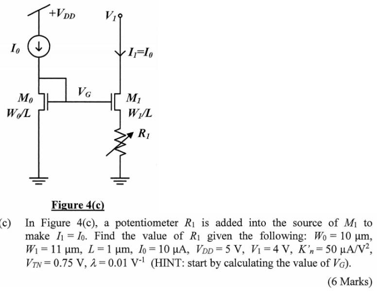 Solved V Dd V19 1 1 I Vg Mo W L Mi Wl R1 Figure 40 C Chegg Com