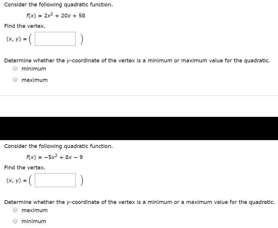 Solved Consider The Following Quadratic Function F X 2x2