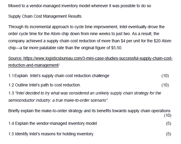 Solved 10.2.2 SUPPLY CHAIN MANAGEMENT 2: ASSIGNMENT 2 [100] | Chegg.com