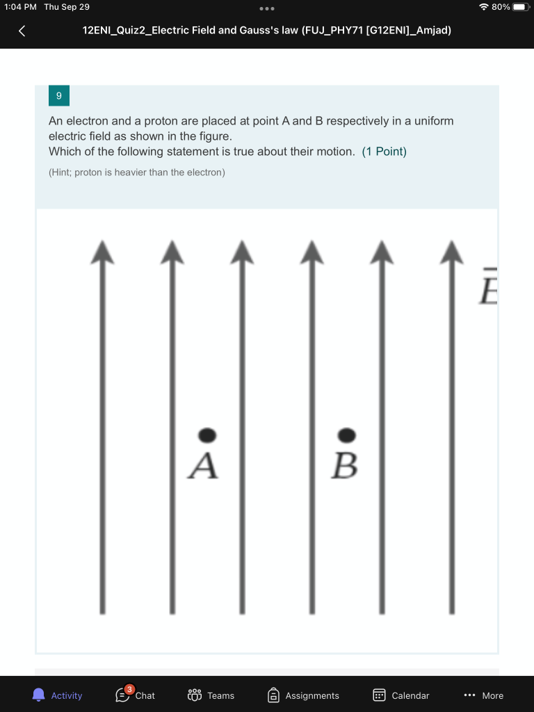 [Solved]: An Electron And A Proton Are Placed At Point