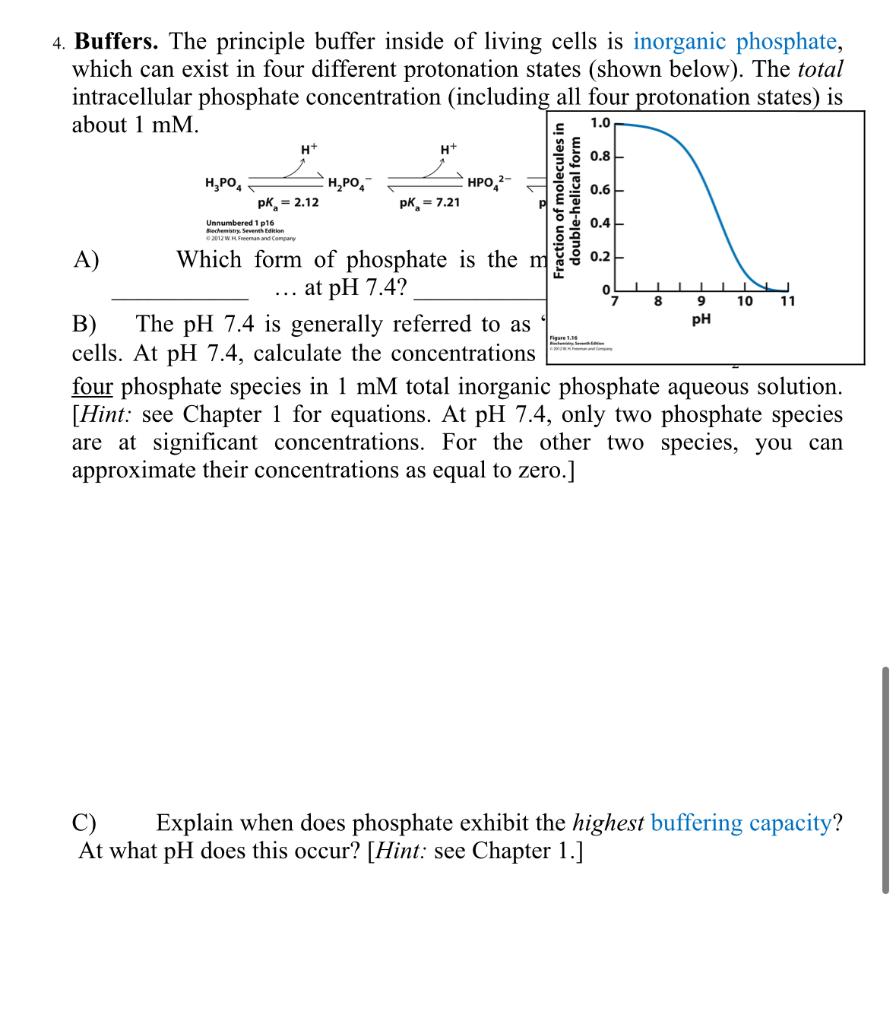Solved 4. Buffers. The principle buffer inside of living