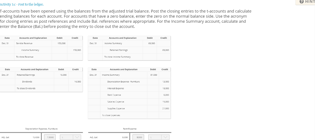 T Accounts Have Been Opened Using The Balances From 8874